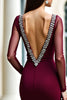 Load image into Gallery viewer, Burgundy Sparkly Mermaid Long Prom Dress with Beading