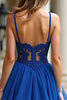 Load image into Gallery viewer, Tiered Royal Blue A Line Long Prom Dress with Ruffles