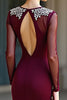 Load image into Gallery viewer, Sparkly Burgundy Scoop Mermaid Long Prom Dress with Beading