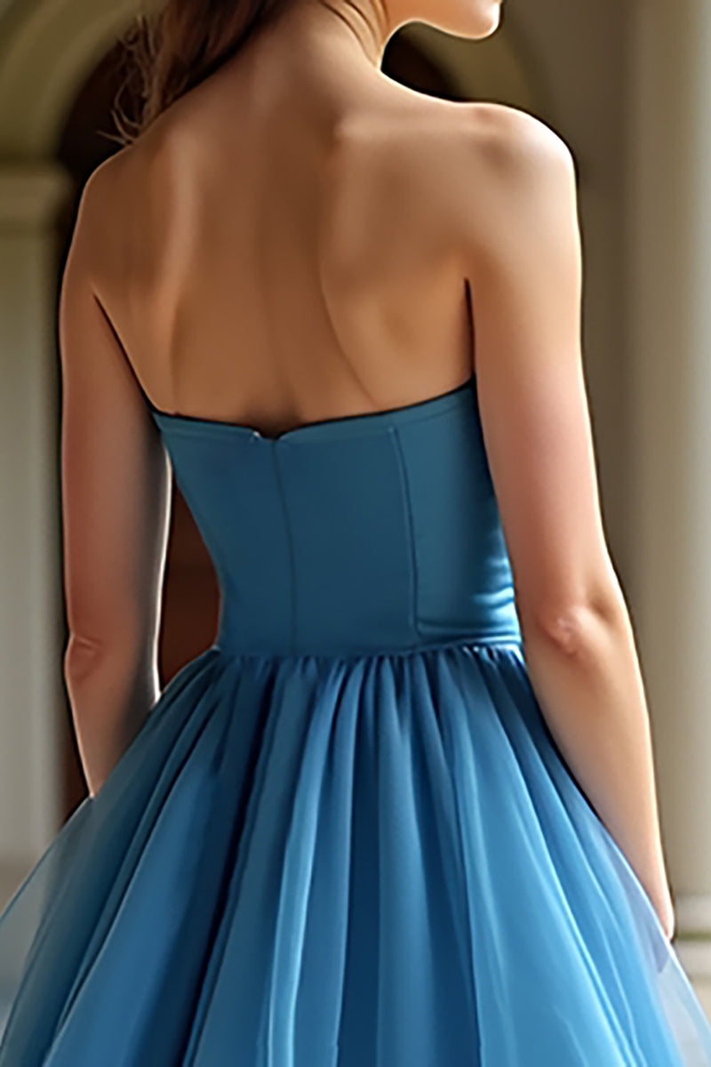 Load image into Gallery viewer, Tiered Blue Sweetheart A Line Long Prom Dress