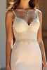 Load image into Gallery viewer, Beaded Champagne Sparkly Sheath Long Prom Dress