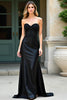 Load image into Gallery viewer, Black Strapless Long Prom Dress with Lace Appliques