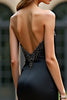 Load image into Gallery viewer, Black Sheath Strapless Satin Prom Dress with Beading