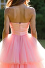 Load image into Gallery viewer, Pink Ball Gown Tiered Strapless Long Tulle Prom Dress