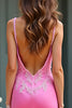 Load image into Gallery viewer, Pink Mermaid Long Satin Prom Dress with Appliques