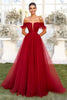 Load image into Gallery viewer, Red Ball Gown Off the Shoulder Long Tulle Prom Dress