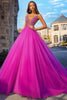 Load image into Gallery viewer, Sparkly Fuchsia Ball Gown Tulle Long Prom Dress with Beading