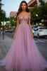 Load image into Gallery viewer, Sparkly Dusty Rose A Line Tulle Long Prom Dress with Beading