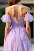 Load image into Gallery viewer, Lilac Lace Off the Shoulder Long Formal Dress with Ruffles