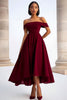 Load image into Gallery viewer, Burgundy A Line Ruched Tea-Length Formal Dress