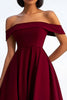 Load image into Gallery viewer, Burgundy A Line Ruched Tea-Length Formal Dress