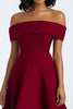 Load image into Gallery viewer, Burgundy A Line Off the Shoulder Tea Length Formal Dress