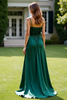 Load image into Gallery viewer, Satin Dark Green Spaghetti Straps Ruched Long Formal Dress