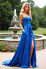 Load image into Gallery viewer, Sweetheart Royal Blue Satin Long Formal Dress with Slit