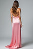 Load image into Gallery viewer, Pink Backless Halter Satin Long Formal Dress with Slit