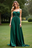 Load image into Gallery viewer, Dark Green Spaghetti Straps Square Neck Ruched Long Formal Dress