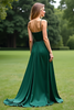 Load image into Gallery viewer, Dark Green Spaghetti Straps Square Neck Ruched Long Formal Dress