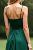 Load image into Gallery viewer, Dark Green Spaghetti Straps Square Neck Ruched Long Formal Dress