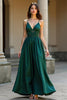 Load image into Gallery viewer, Dark Green A Line Satin Backless Long Formal Dress