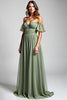 Load image into Gallery viewer, Dusty Sage Off the Shoulder Long Chiffon Formal Dress