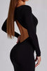 Load image into Gallery viewer, Black Long Sleeves Cut Out Jersey Formal Dress with Slit