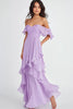 Load image into Gallery viewer, Lilac Off the Shoulder Ruffled Long Formal Dress