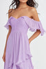 Load image into Gallery viewer, Lilac Off the Shoulder Ruffled Long Formal Dress