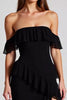 Load image into Gallery viewer, Black Off the Shoulder Chiffon Formal Dress with Slit