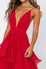 Load image into Gallery viewer, Red V-Neck Pleated Long Chiffon Formal Dress