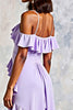 Load image into Gallery viewer, Lilac Ruffled Cold Shoulder Long Chiffon Formal Dress