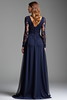 Load image into Gallery viewer, Navy Chiffon Long Sleeves V-Neck Long Formal Dress