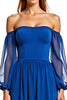 Load image into Gallery viewer, Royal Blue A Line Chiffon Long Sleeves Long Formal Dress