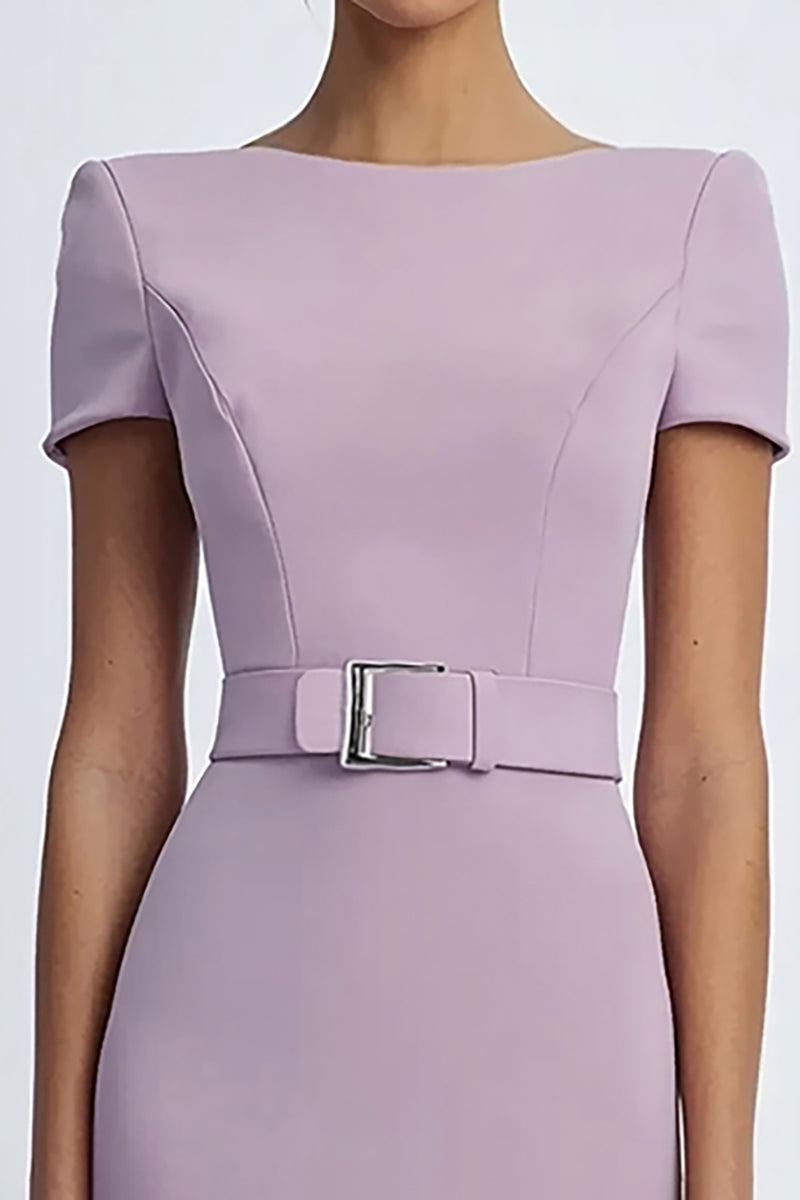 Load image into Gallery viewer, Lilac Simple Sheath Knee Length Crepe Formal Dress