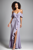 Load image into Gallery viewer, Lilac Cold Shoulder Ruffled Long Formal Dress with Slit