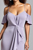 Load image into Gallery viewer, Lilac Cold Shoulder Ruffled Long Formal Dress with Slit