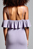 Load image into Gallery viewer, Lilac Cold Shoulder Ruffled Long Formal Dress with Slit