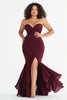 Load image into Gallery viewer, Burgundy Plus Size Satin Mermaid Sweetheart Formal Dress with Slit