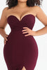 Load image into Gallery viewer, Burgundy Plus Size Satin Mermaid Sweetheart Formal Dress with Slit