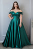 Load image into Gallery viewer, Dark Green Plus Size Off the Shoulder Long Satin Formal Dress