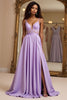 Load image into Gallery viewer, Lilac A Line Embroideried Spaghetti Straps Long Prom Dress