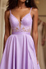 Load image into Gallery viewer, Lilac A Line Embroideried Spaghetti Straps Long Prom Dress