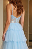 Load image into Gallery viewer, Sky Blue A Line Tiered Long Tulle Prom Dress