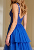 Load image into Gallery viewer, Royal Blue A Line Tiered Long Chiffon Prom Dress with Embroidery