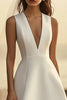 Load image into Gallery viewer, White A Line Satin V-Neck Mini Graduation Dress