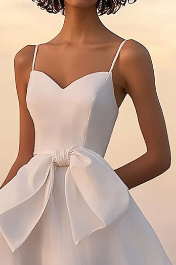 White A Line Tulle Sweetheart Spaghetti Straps Short Graduation Dress