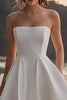 Load image into Gallery viewer, White A Line Satin Strapless Long Graduation Dress