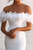 Load image into Gallery viewer, White Sheath Tulle Off the Shoulder Ruched Graduation Dress with Ruffles