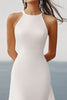 Load image into Gallery viewer, White A Line Chiffon Halter Neck Long Graduation Dress