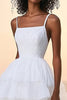 Load image into Gallery viewer, White A Line Tiered Spaghetti Straps Long Tulle Graduation Dress