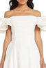 Load image into Gallery viewer, White A Line Satin Off the Shoulder Long Graduation Dress with Ruffles